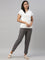 Women Striped Grey Linen Mid Rise Pencil Pants