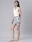 Blue Cotton Knit Printed Lounge Shorts