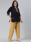 Women Solid Light Mustard Viscose Mid Rise Casual Pants