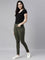 Women Solid Dark Olive Super Stretch Jeggings