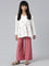 Girls Solid Rusty Pink Mid Rise Rib Palazzos