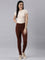 Women Solid Dark Brown Super Stretch Jeggings