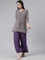 Women Solid Purple Viscose Mid Rise Knit Palazzos