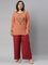 Women Light Maroon Solid Linen Palazzos