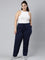 Women Solid Navy Mid Rise Track Pant