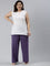 Women Solid Purple Viscose Mid Rise Knit Palazzos