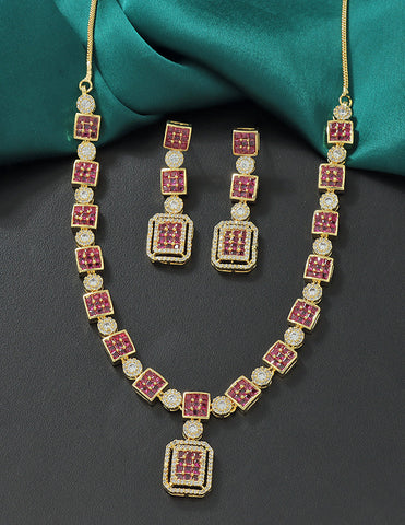 Designer Zirconia Ruby Necklace Set