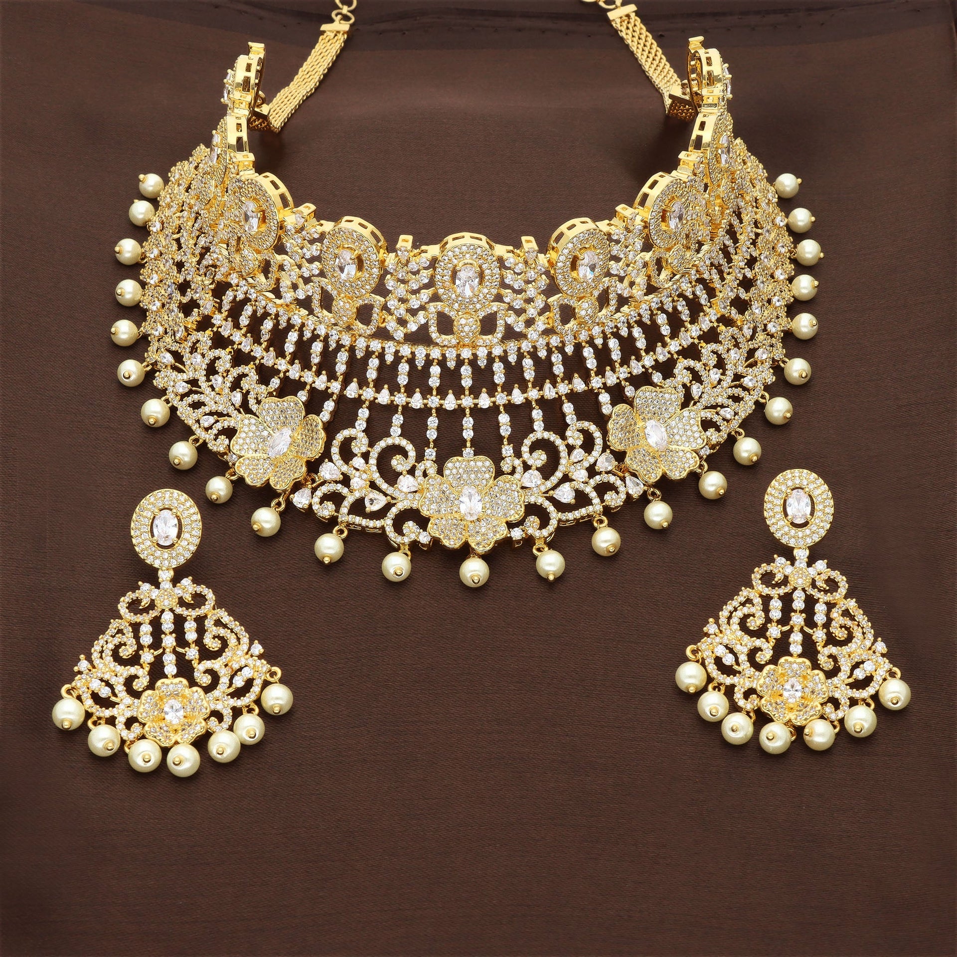 Designer Gold Zirconia Choker Set