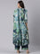 Blue Silk printed anarkali with palazzo three piece set