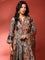 Grey Kalamkari Silk A-line three piece suit set
