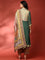 Green and Mustard digital printed embroidered anarkali three piece set
