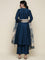 Muslin Midnight Blue embroidered Three piece suit set