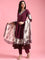 Grape Chikan Anarkali Three Piece Suit Set