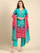 Green two colored crepe bandhani printed three piece suit set