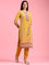 Mustard Crepe Printed Three Piece Suit Set