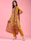 Mustard Crepe Printed Three Piece Suit Set