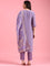 Lavender Viscose Embroidery Three Piece Suit Set