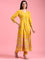 Mustard Cotton Embroidery Anarkali Three Piece Suit Set