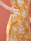 Mustard Dola Silk Floral Digital Print Three Piece Set
