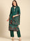 Bottle Green Suit set with Organza duppatta