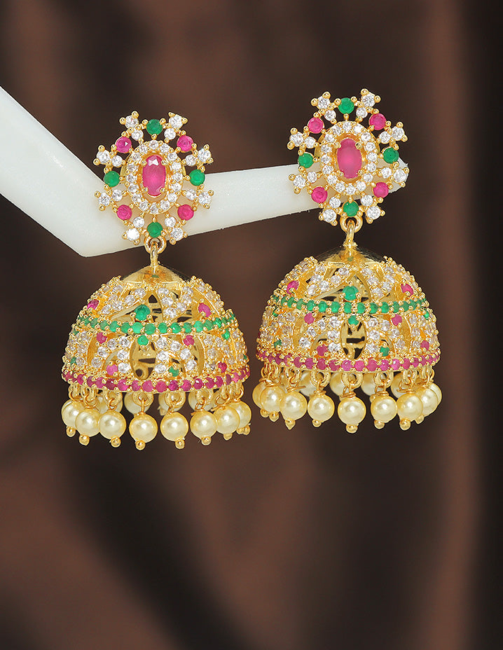 Designer Zirconia Jhumka Earrings