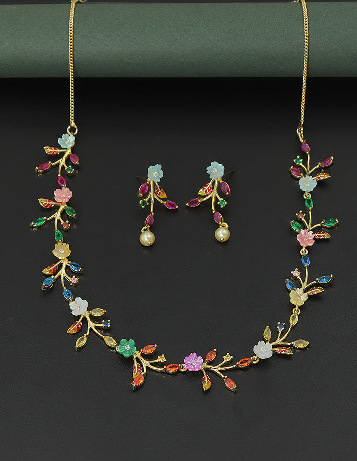 Designer Zirconia Garden Glow Multi-Stone Necklace Set