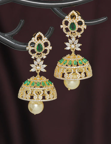 Designer Zirconia Jhumka Earrings