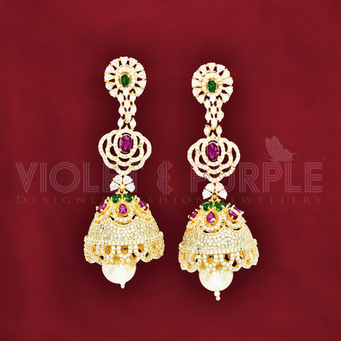 Zirconia Jhumka Earrings 89675