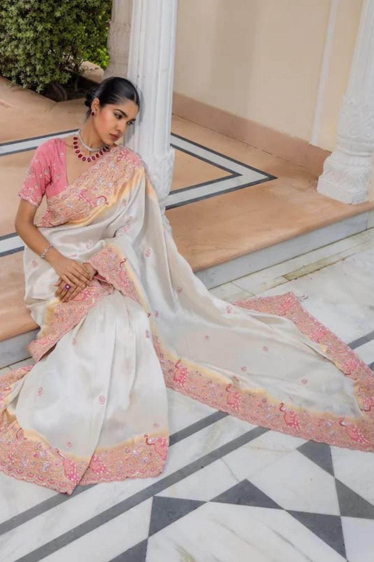 Designer Organza Saree with Floral work