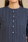 Blue Striped Pure Cotton Mandarin Collar Straight Kurta