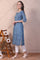 Blue Batik Printed Pure Cotton Straight Kurta