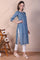 Blue Batik Printed Pure Cotton Straight Kurta