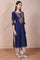 Blue Embroidered Straight Silk Blend Kurta