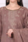 Brown Floral Printed Beads Straight Cotton Blend Kurta, Palazzos and Dupatta Set
