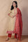 Beige Jacquard A-Line Kurta with Palazzo and Dupatta Set