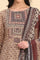 Brown Geometric Printed Sequins Straight Modal Kurta, Palazzos and Dupatta Set