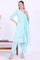 Blue Embroidered Pure Cotton Straight Kurta with Palazzos & Dupatta Set
