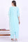 Blue Embroidered Pure Cotton Straight Kurta with Palazzos & Dupatta Set