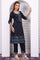 Blue Ethnic Motifs Printed Hand Work Jacquard Straight Kurta, Palazzo and Dupatta Set