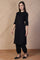 Black Solid Textured Cotton Straight Kurta and Salwar Co-ord Set