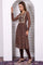 Brown Geometric Printed Zari Embroidered Georgette A-line Kurta, Leggings and Dupatta Set