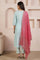 Light Blue Zari Embellished Chanderi Buti A-line Kurta with Trousers and Dupatta Set