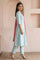 Light Blue Zari Embellished Chanderi Buti A-line Kurta with Trousers and Dupatta Set