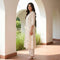 Off White Sequins Straight Kurta with Trousers and Dupatta Set