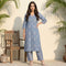 Blue Floral Printed Straight Kurta and Palazzo Set