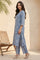 Blue Floral Printed Straight Kurta and Palazzo Set