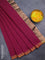 Bengal soft cotton saree magenta pink with plain body and zari woven piping border