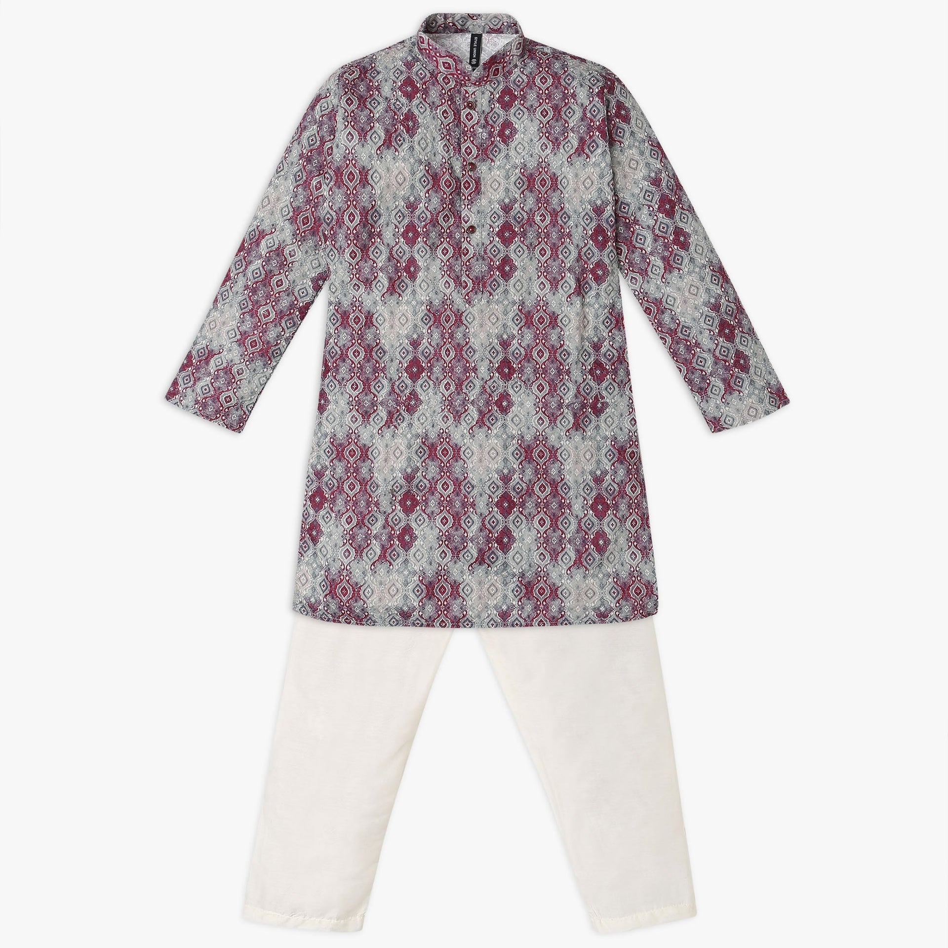 Boys Regular Fit Printed Kurta With Pant Set