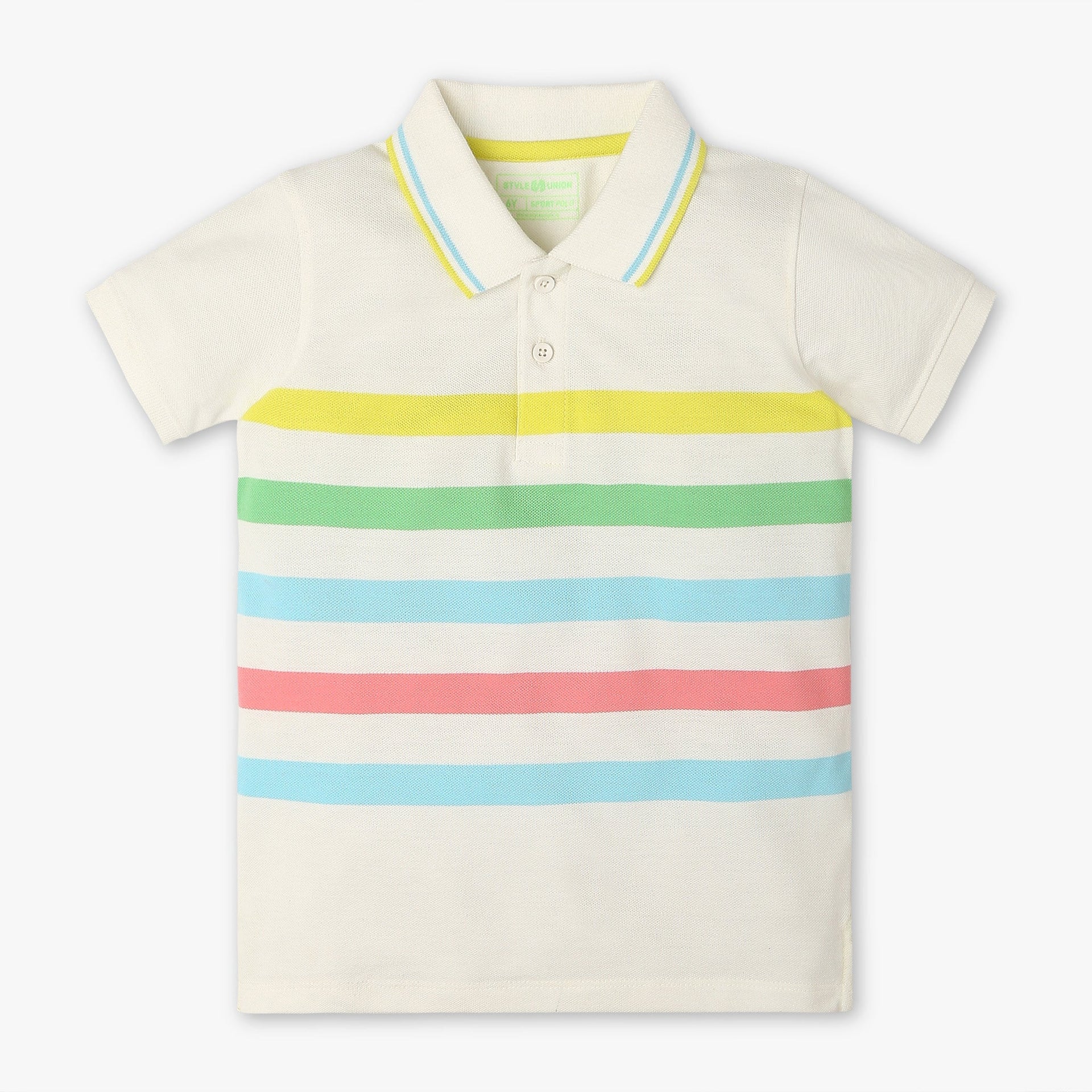 Boys Polo Neck Half Sleeve Yarn Dyed Sports Striped T-Shirt