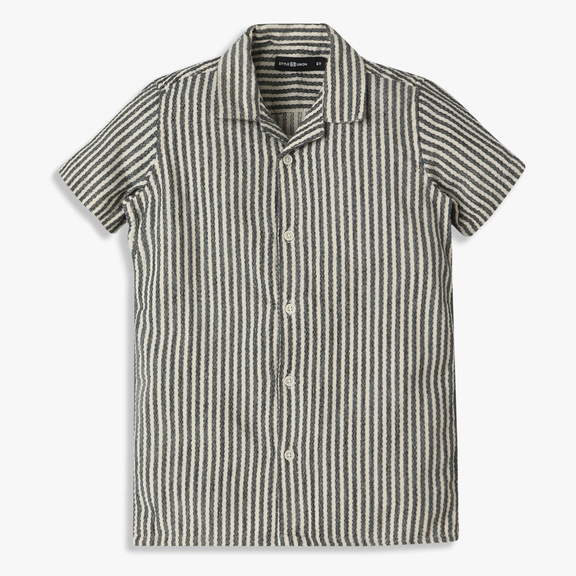 Boys Striped Camp Collar Retreat Half Sleeve Shirt